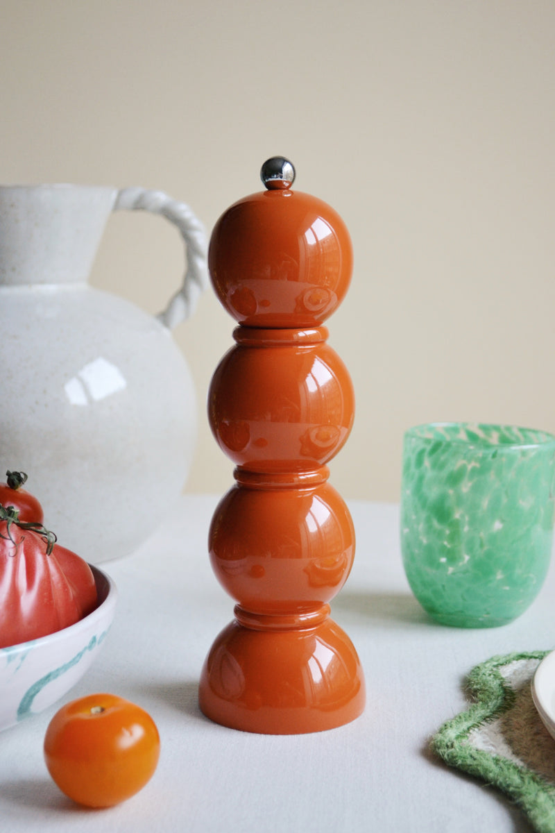 Orange Lacquer Bobbin Salt or Pepper Grinder