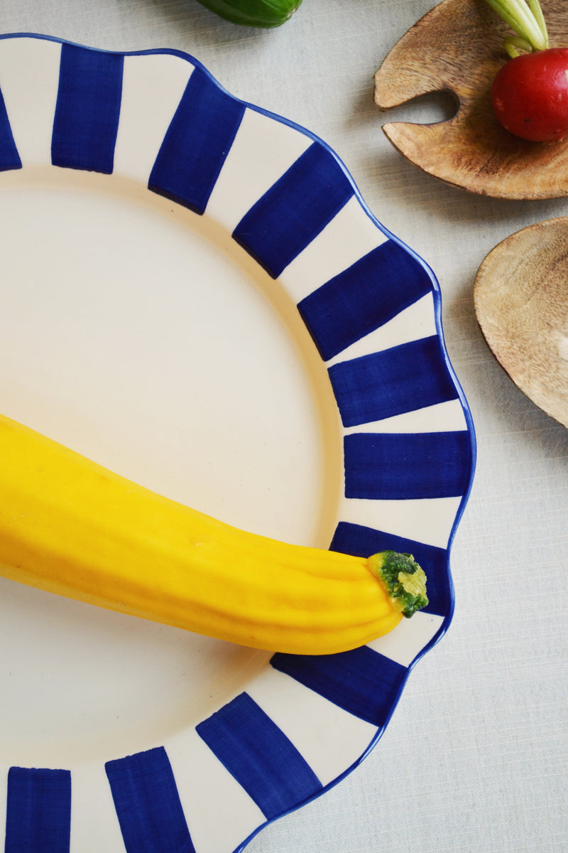 Blue Scalloped Stripe Dinner Plate Spicer and Wood