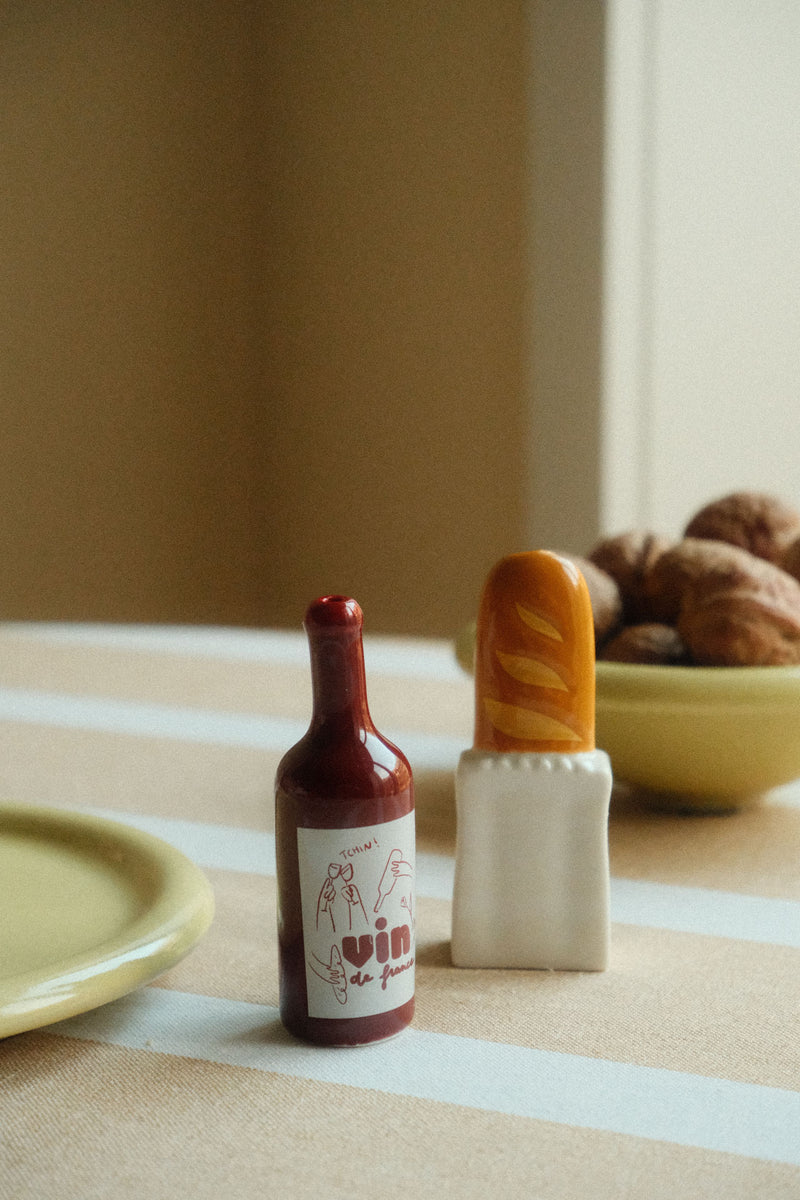 Baguette and Wine Salt and Pepper Shakers