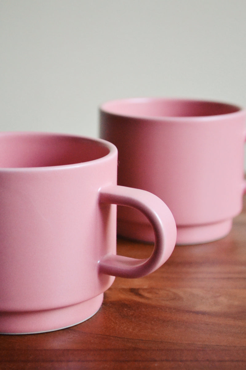 Set of Two Stackable Mugs - Matt Dusty Pink