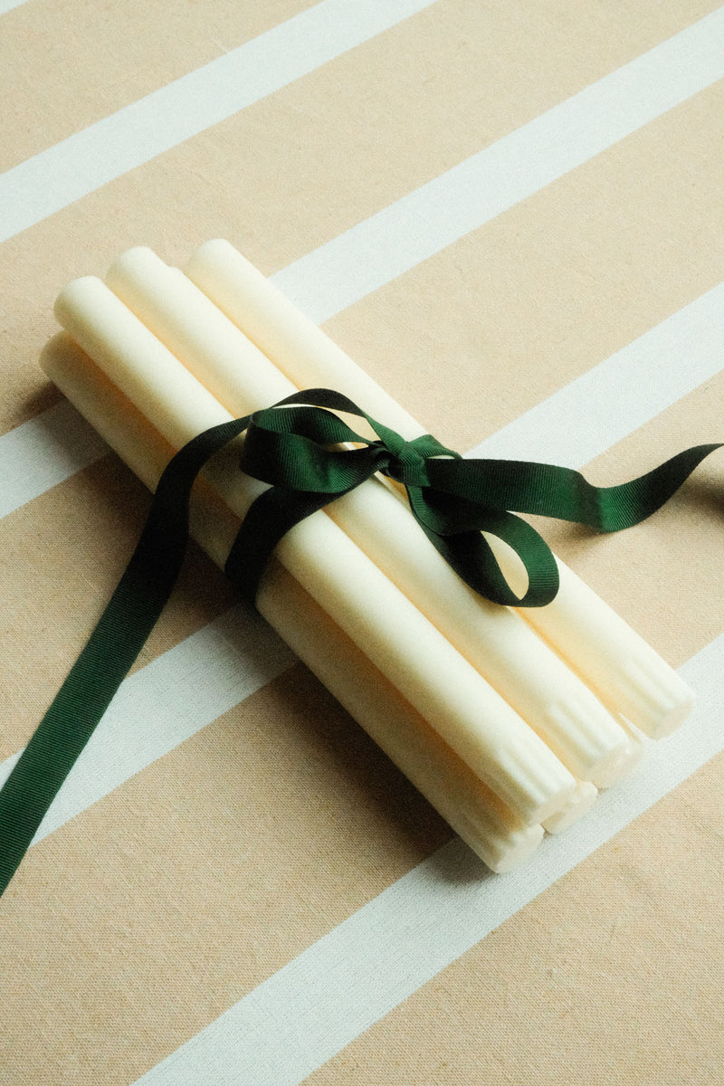 Set of Six Pearl White Eco Dinner Candles