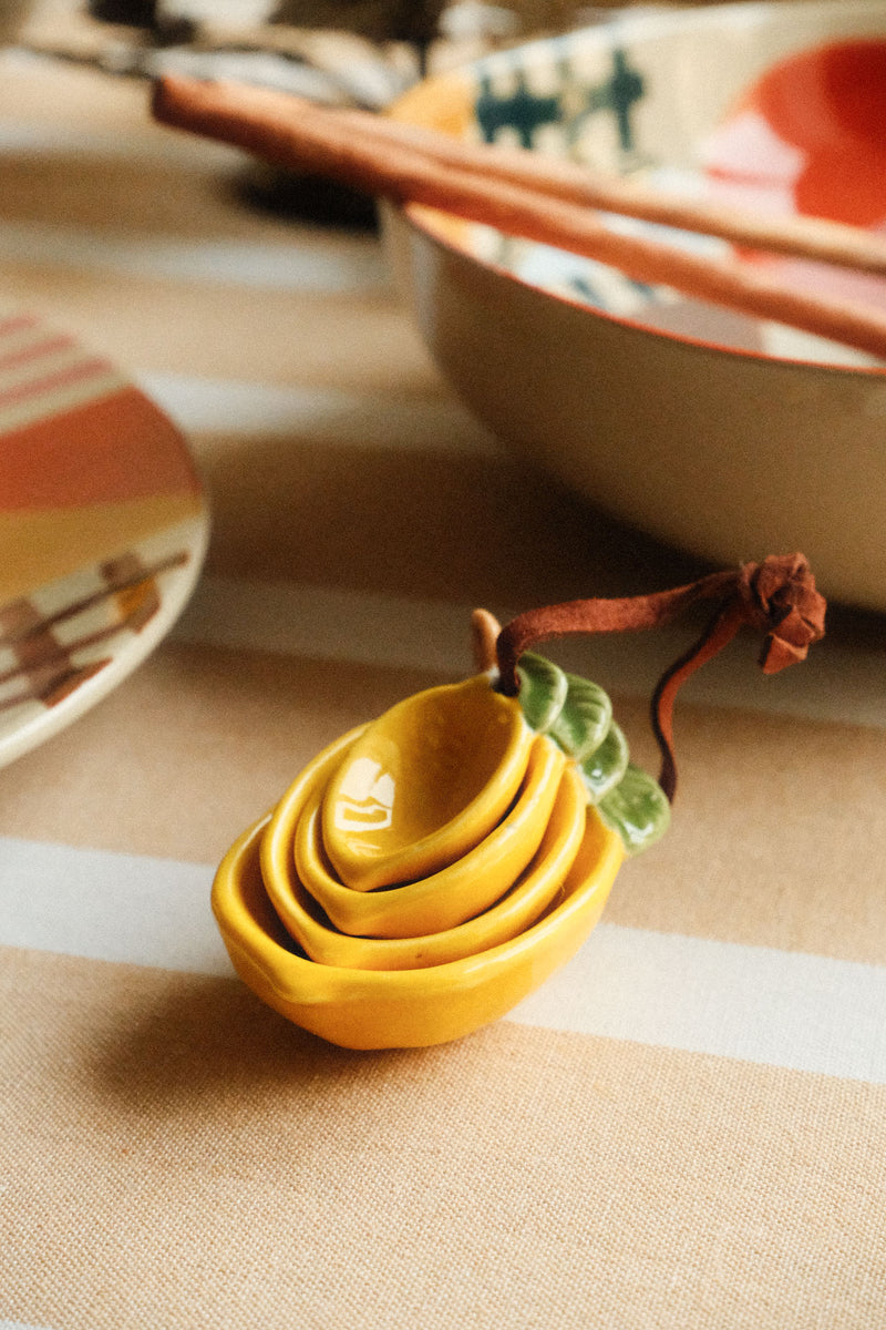 Set of Four Ceramic Lemon Measuring Spoons