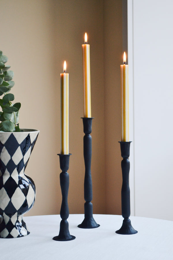 Tall Black Iron Candlestick Holders - Three Sizes Available