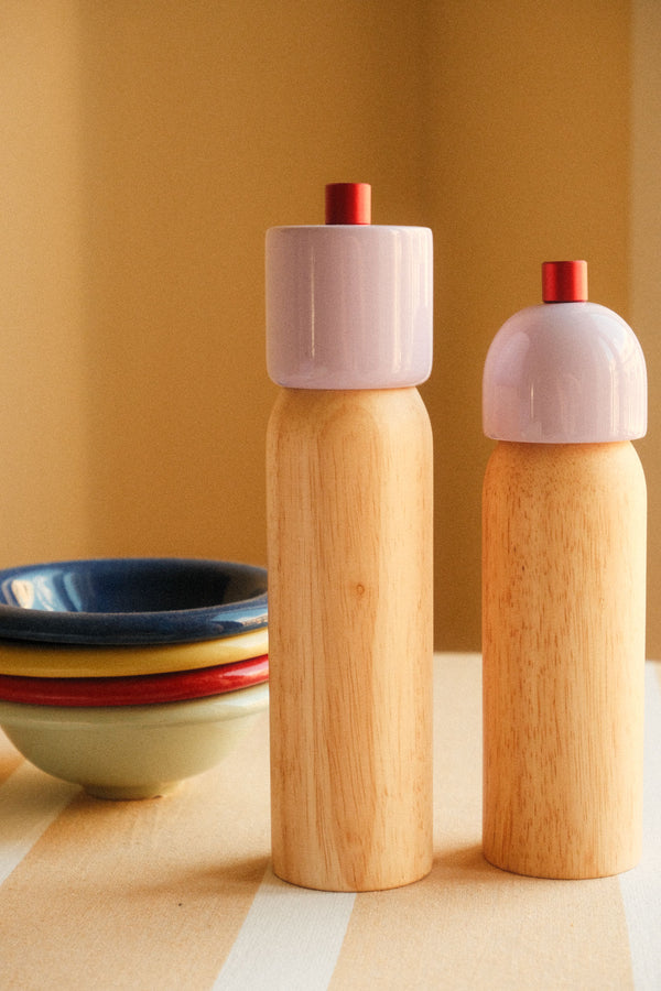 Salt and Pepper Grinder - Lilac and Red - Two Sizes Available