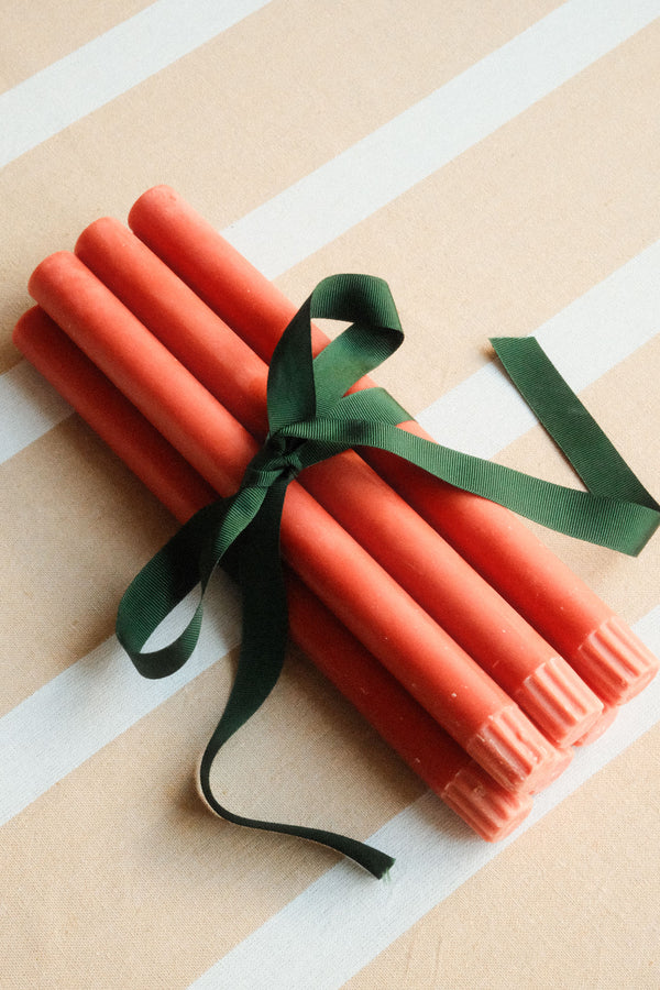 Set of Six Rust Eco Dinner Candle