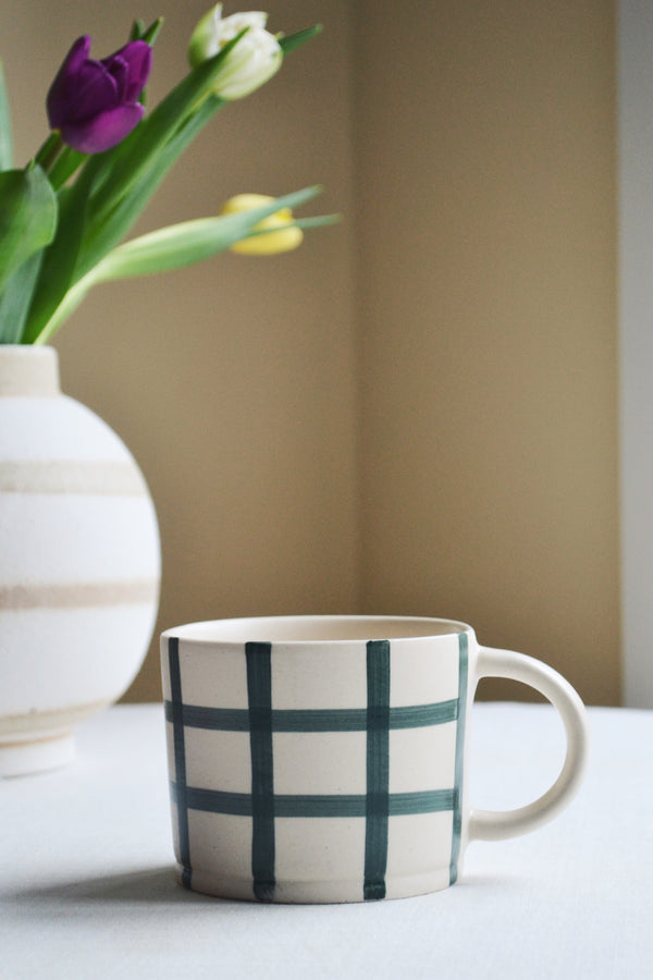 Gingham Check Mug - Forest Green