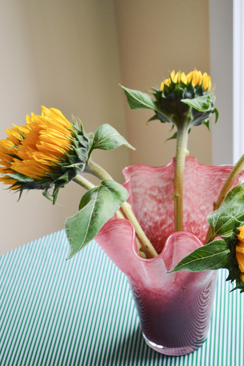 Bordeaux Glass Ruffled Vase
