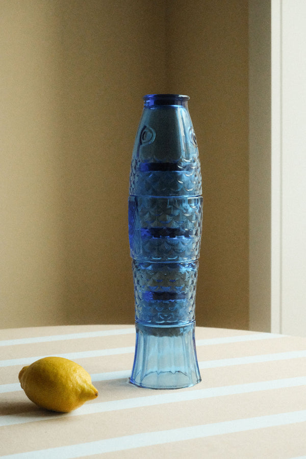 Set of Four Fish Stacking Drinking Glasses - Blue