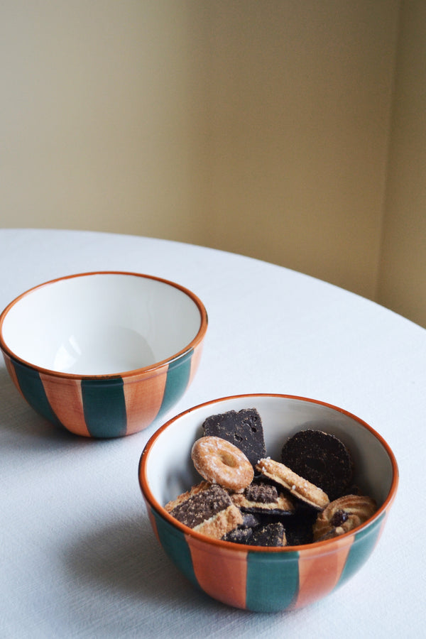 Orange and Green Striped Bowl