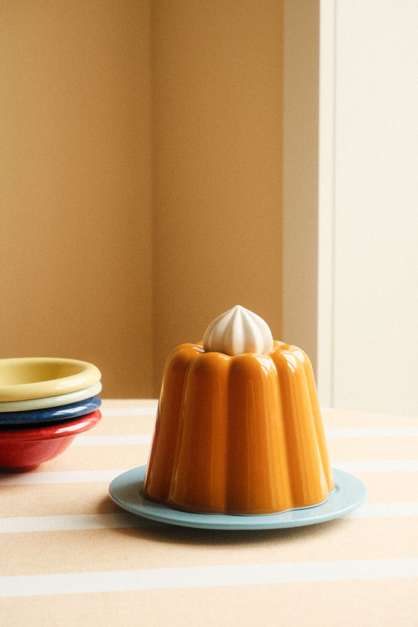 Orange and Blue Pudding Stoneware Cloche