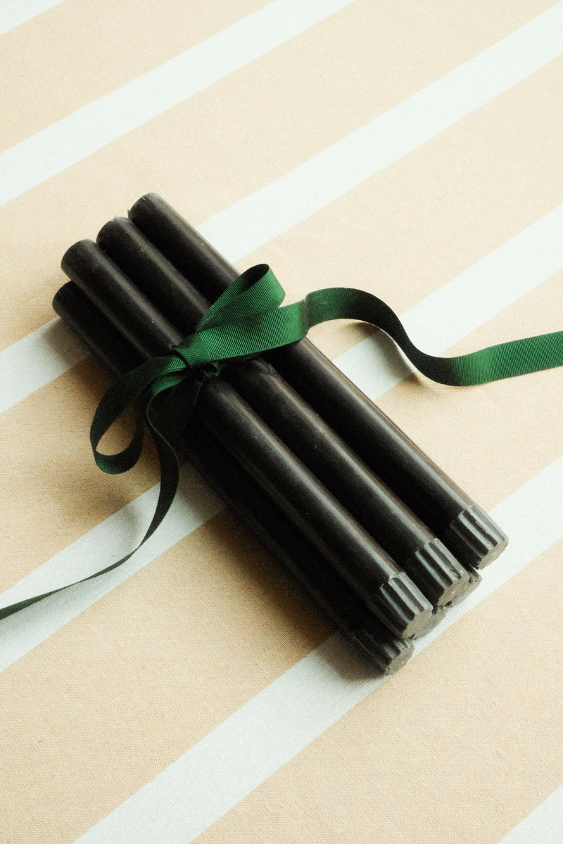 Set of Six Jet Black Eco Dinner Candles