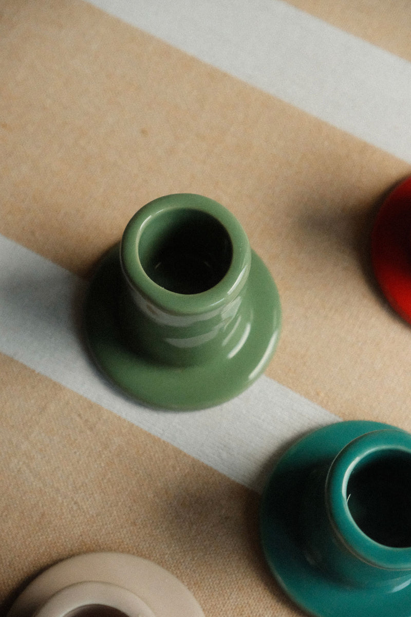 Glossy Ceramic Tube Candle Holder - Six Colours Available