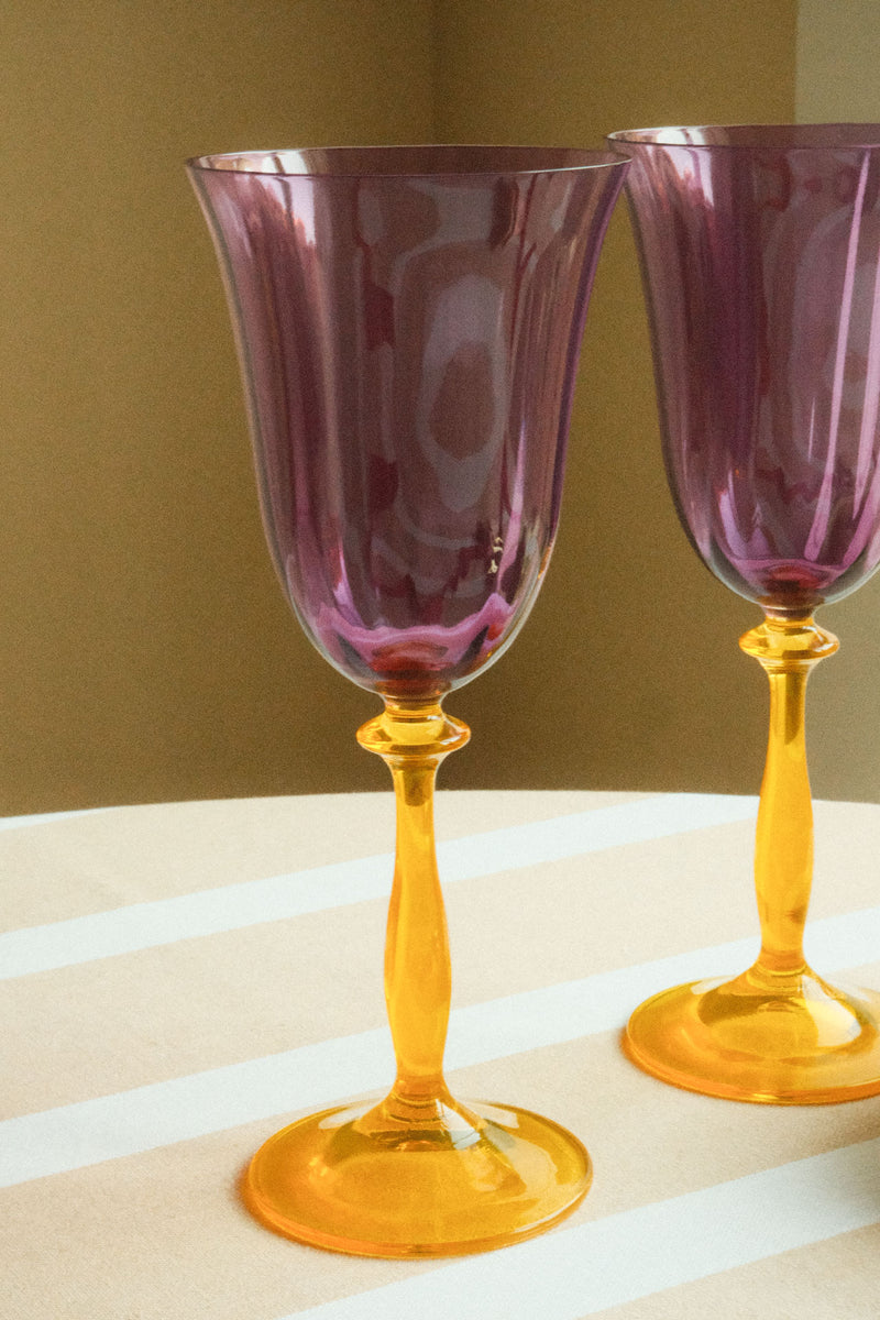Set of Two Petunia Optic Wine Glasses