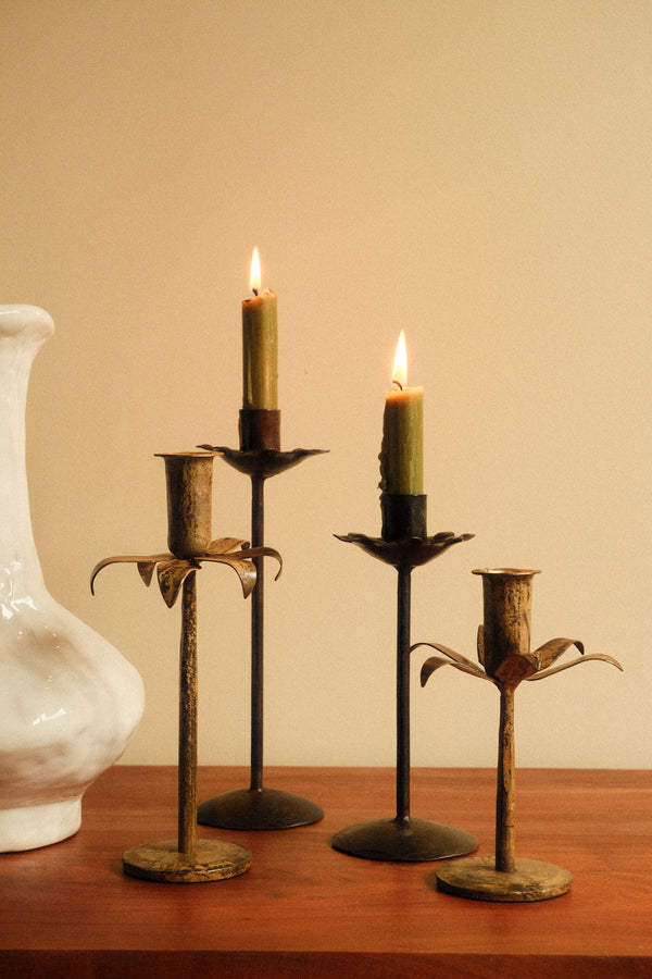 Gold Daffodil Iron Candle Holder - Two Sizes Available