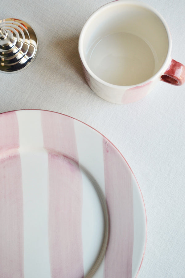 Striped Pink Posy Dinner Plate
