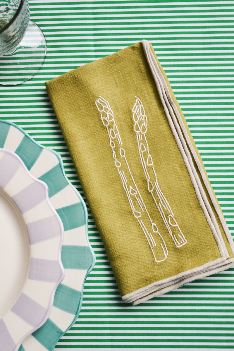 Set of Two Green Linen Blend Napkins - Asparagus