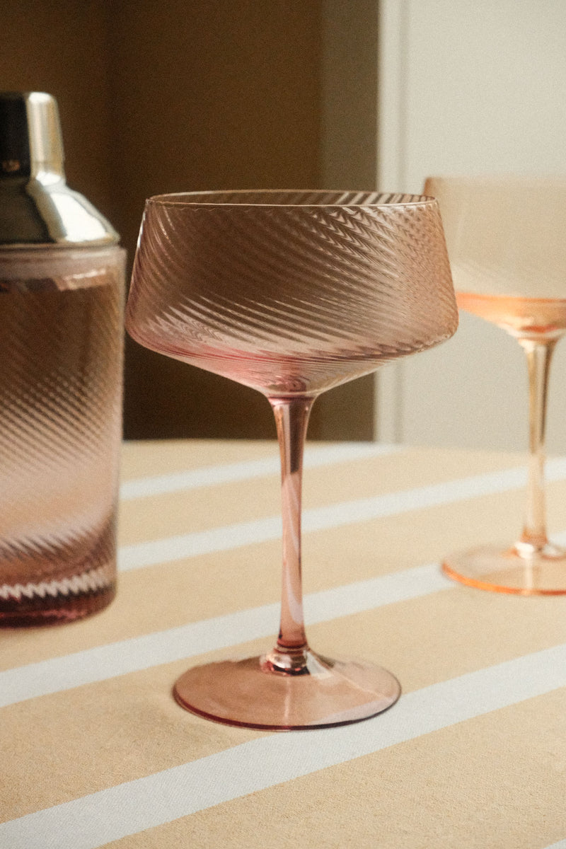 Set of Two Twist Champagne Coupes - Pink and Peach