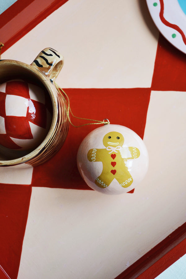Pink Gingerbread Family Christmas Ornament