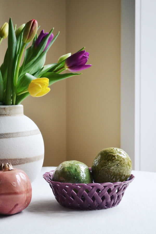 Stoneware Woven Basket - Aubergine Purple