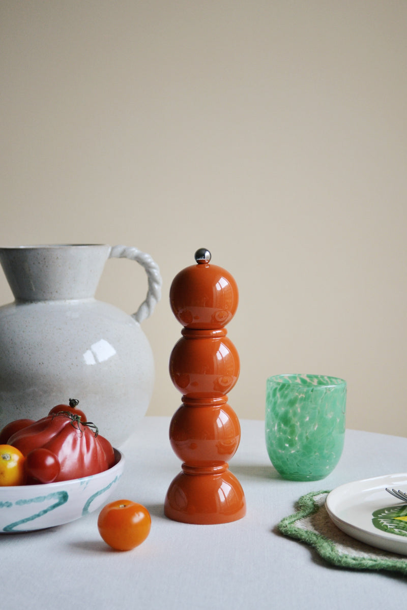 Orange Lacquer Bobbin Salt or Pepper Grinder