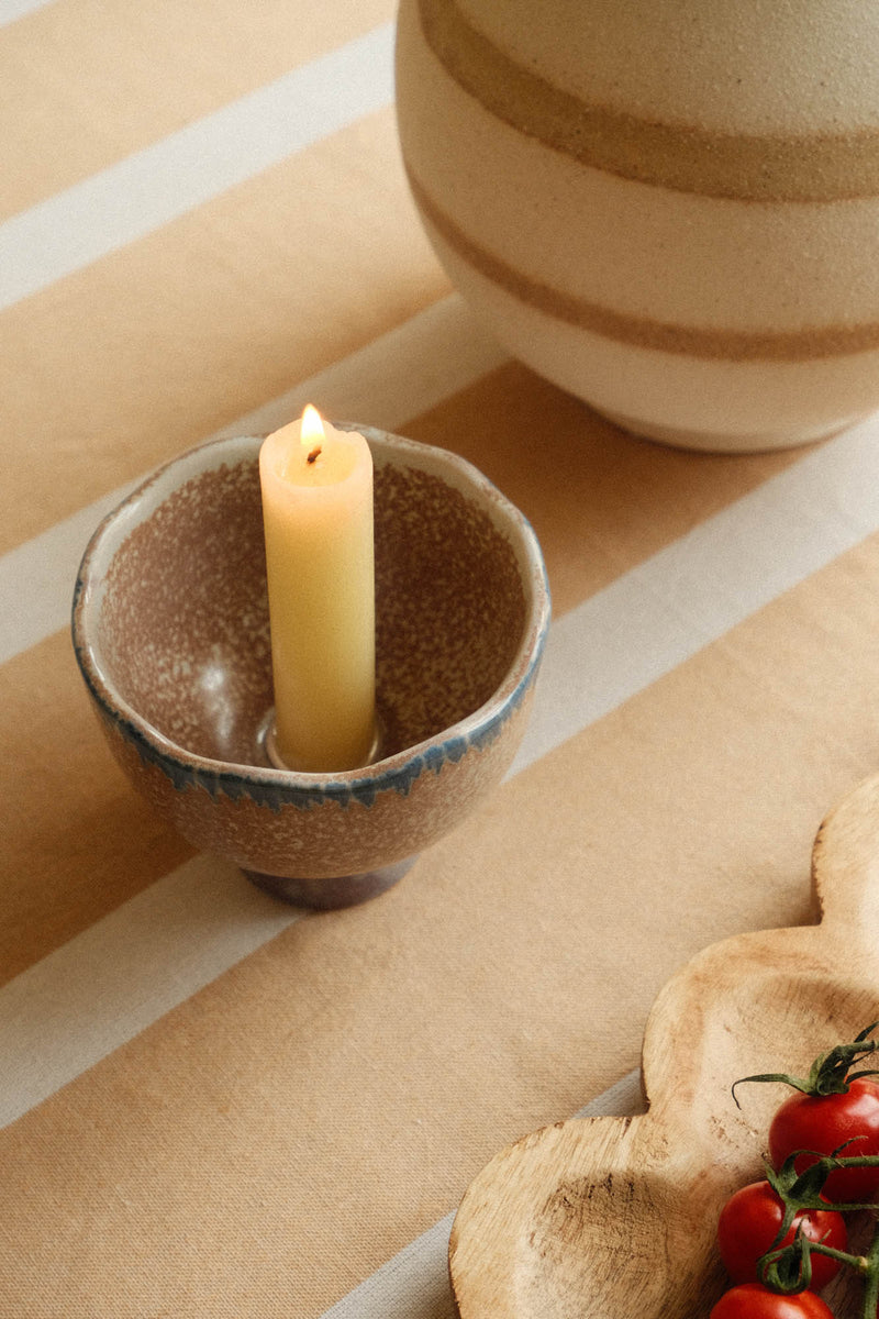 Bowl - Shaped Glazed Candle Holder