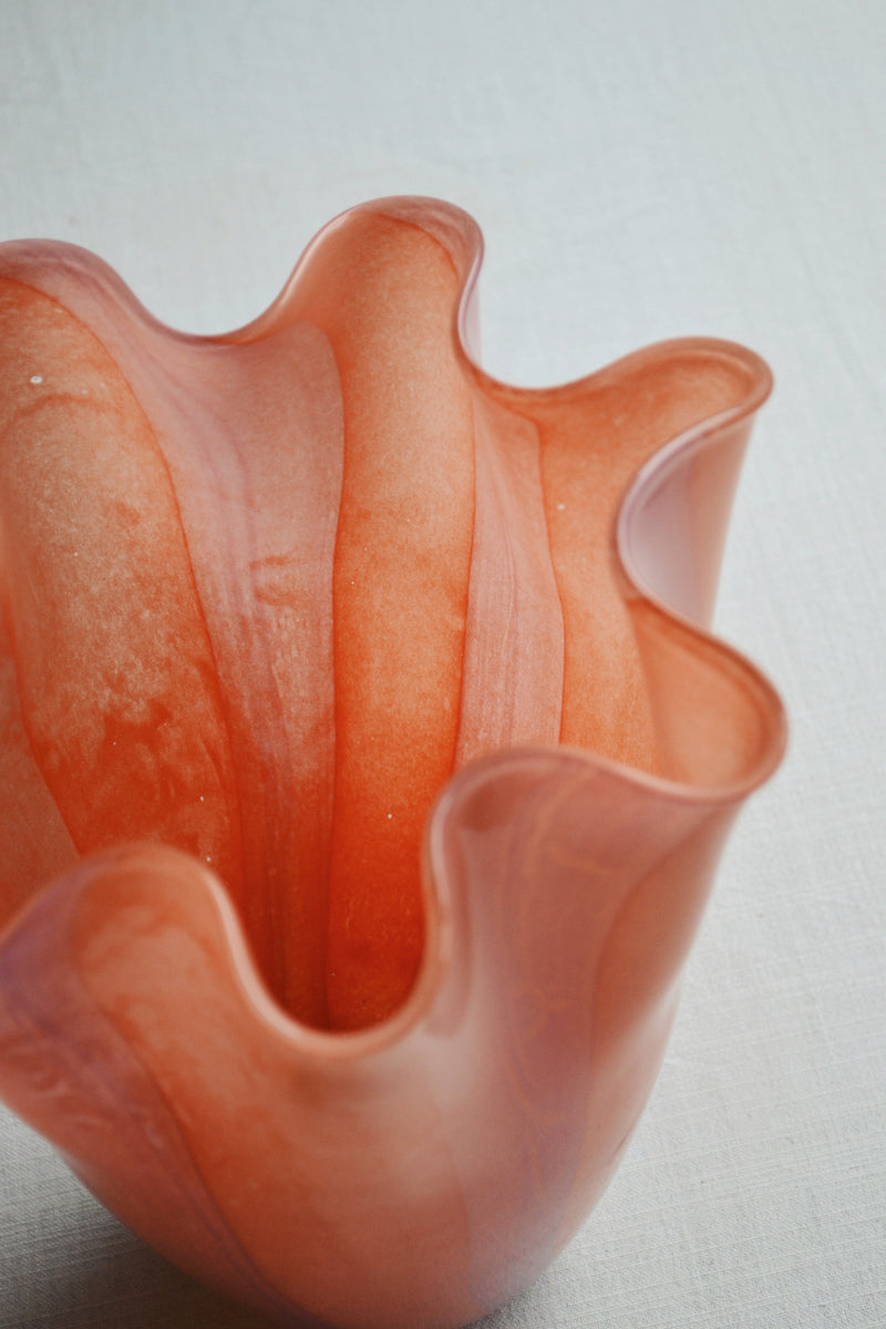 Orange and Pink Ruffle Tulip Vase