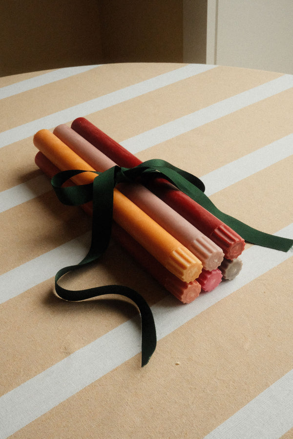 Set of Six Mixed Set Warm Rainbow Eco Dinner Candle