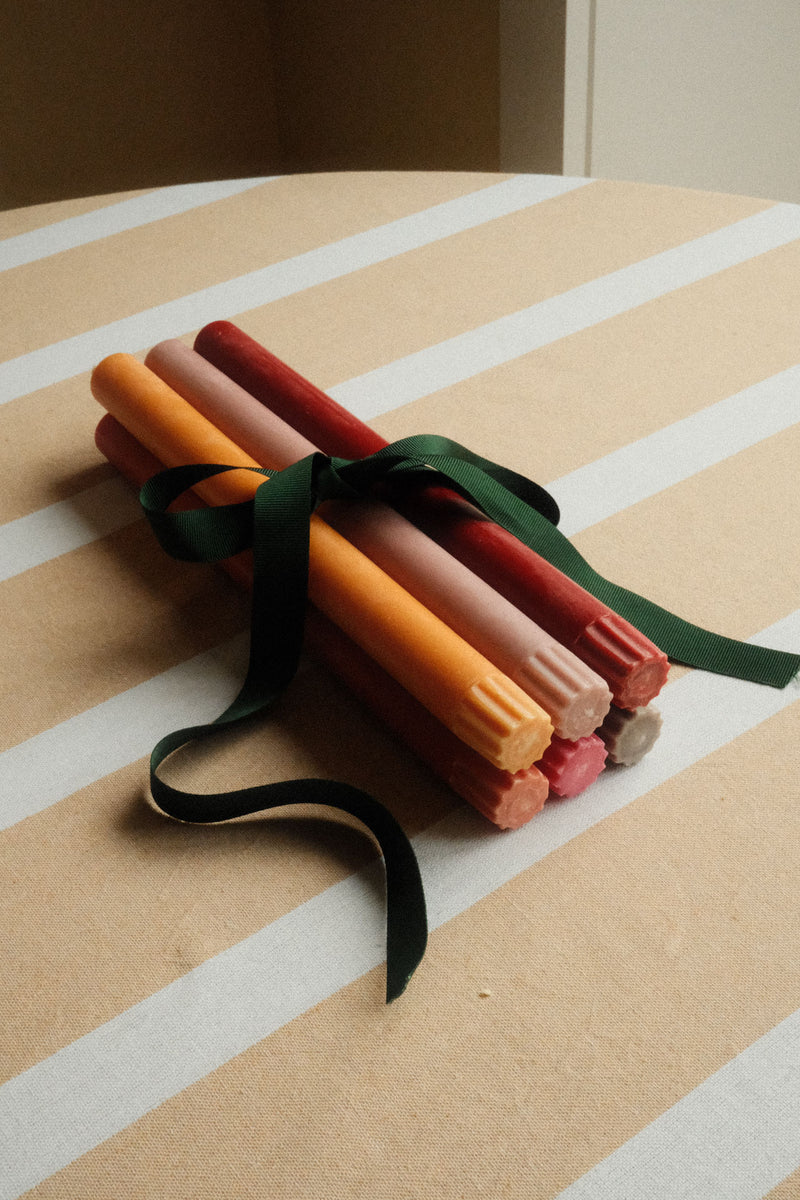 Set of Six Mixed Set Warm Rainbow Eco Dinner Candle