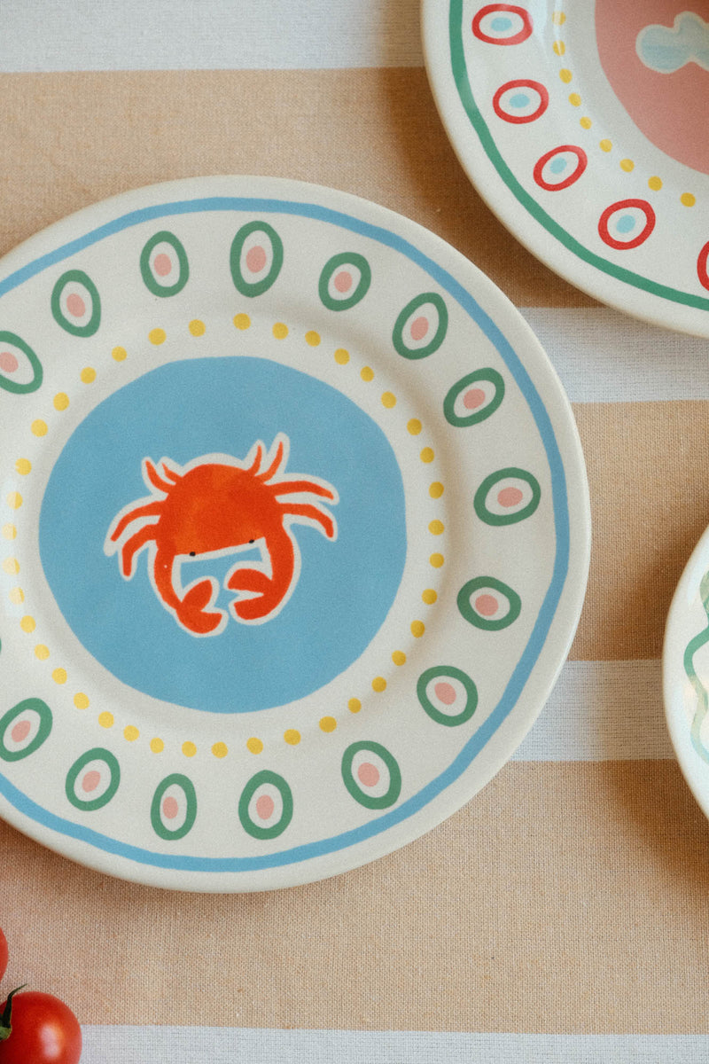 Stoneware Summer Lunch Plate - Crab