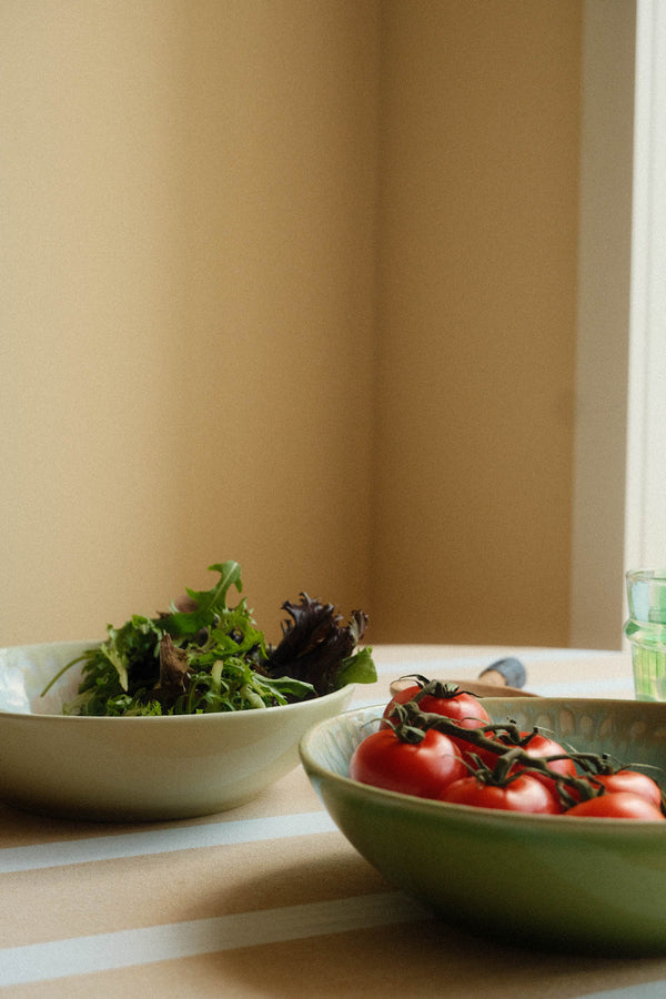 Yellow Drip Glaze Stoneware Pasta Salad Bowl