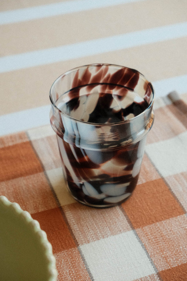 Brown and White Splatter Glass