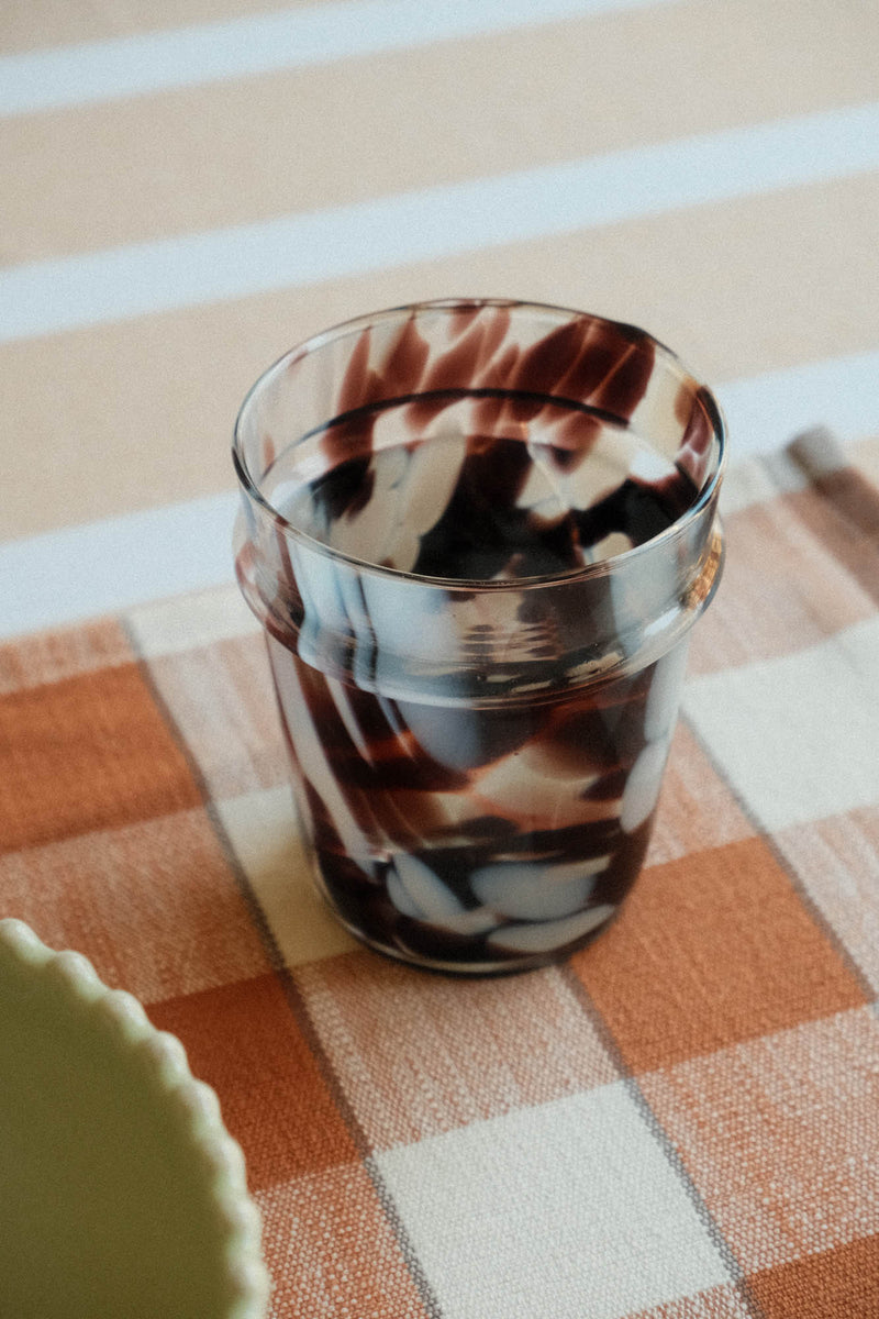 Brown and White Splatter Glass