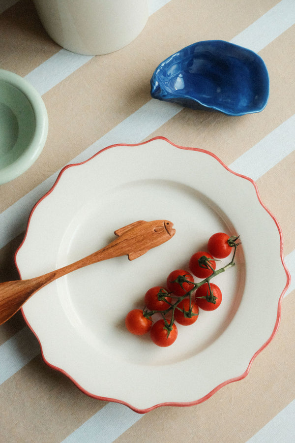 Carmine Red Scalloped Dinner Plate