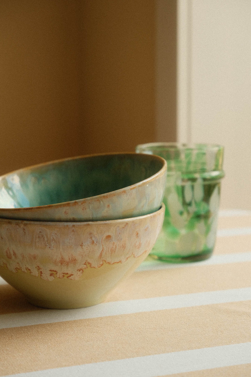 Yellow Drip Glaze Stoneware Cereal Soup Bowl