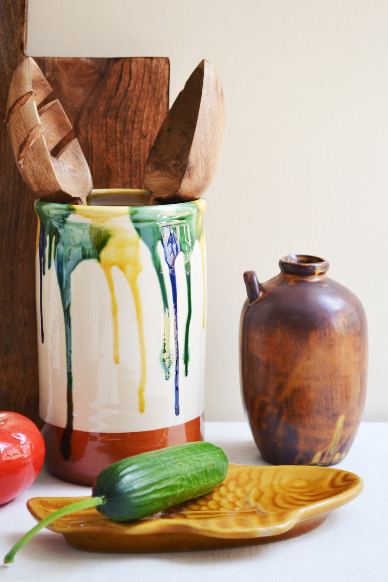 Brown Antiqued Stoneware Vase