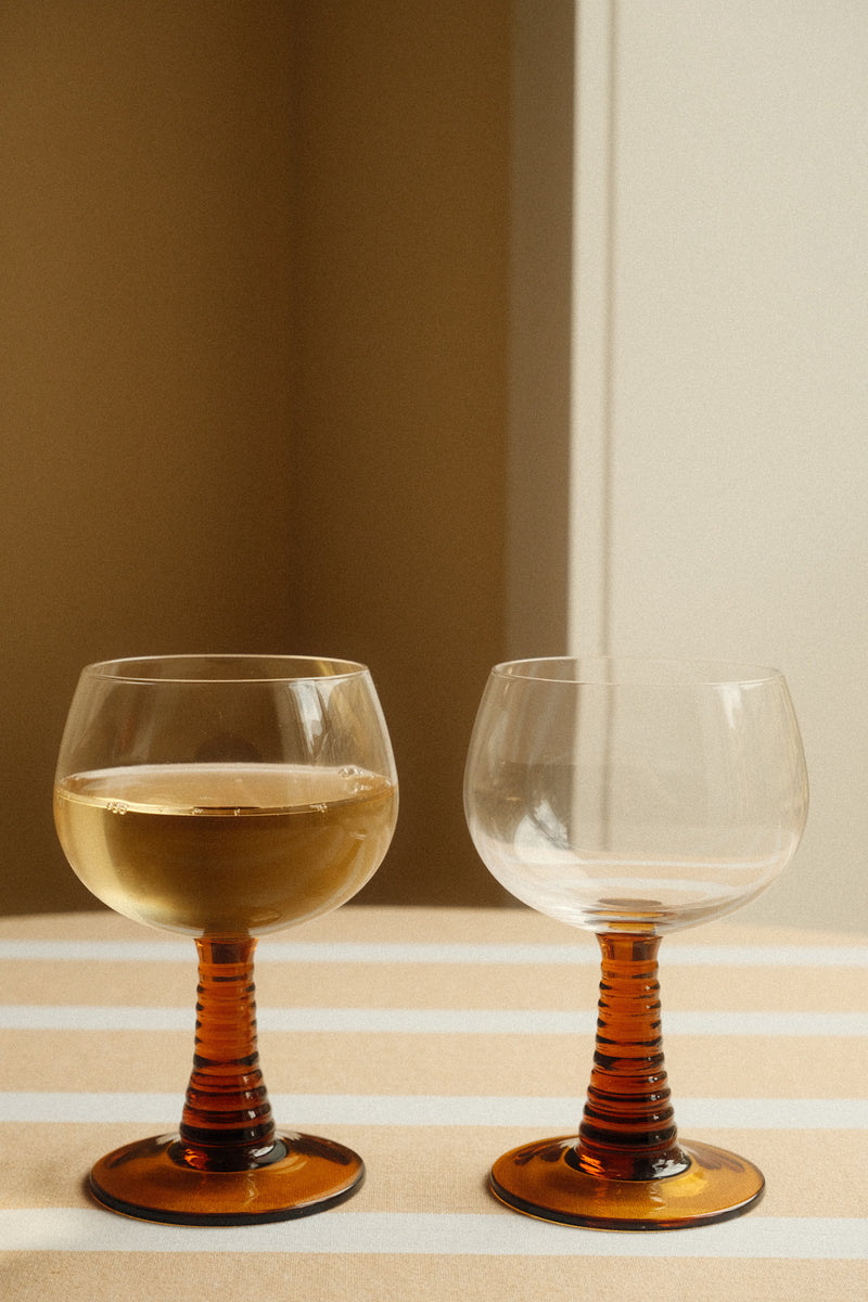 Set of Two Retro Roemer Glasses - Amber