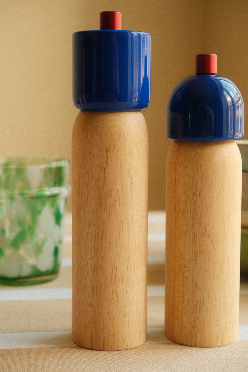 Salt and Pepper Grinder - Navy and Red - Two Sizes Available