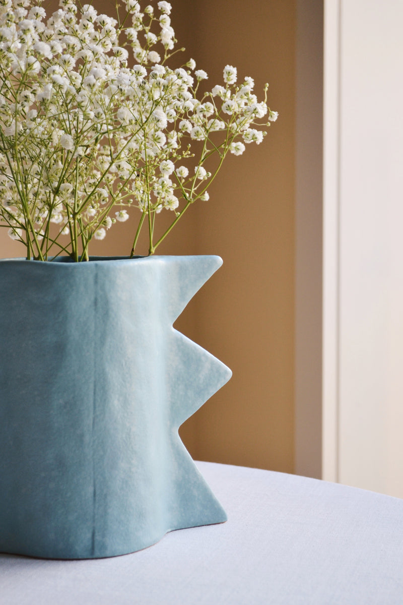 Zig Zag Blue Vase