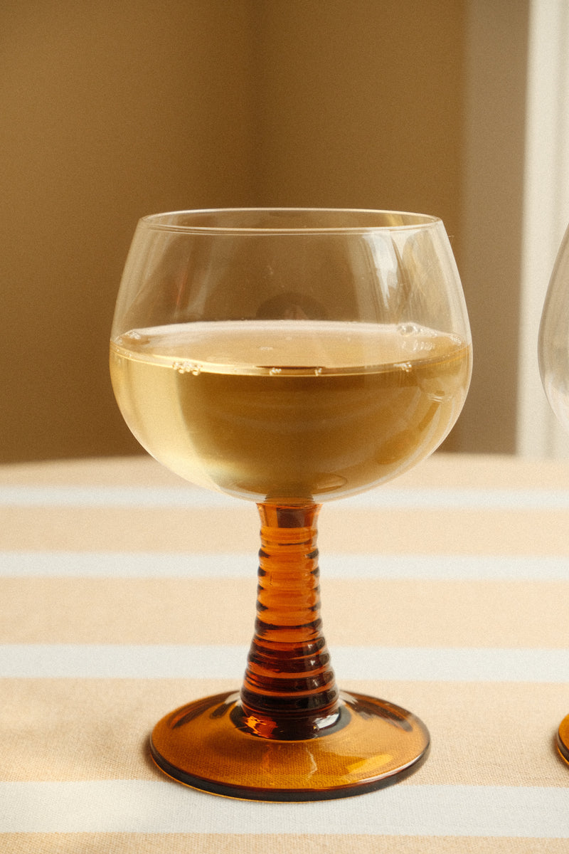 Set of Two Retro Roemer Glasses - Amber