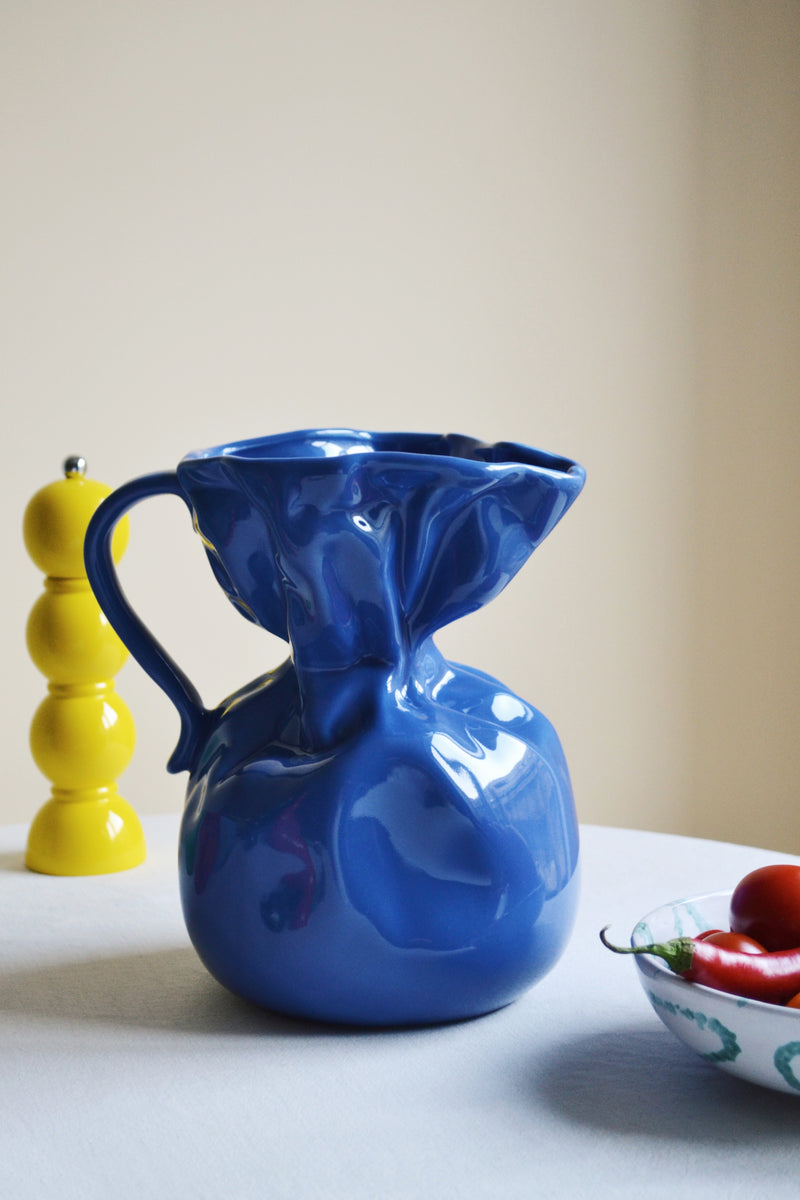 Blue Porcelain Crumple Vase