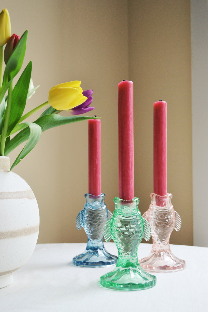 Glass Fish Candle Holder - Three Colours Available