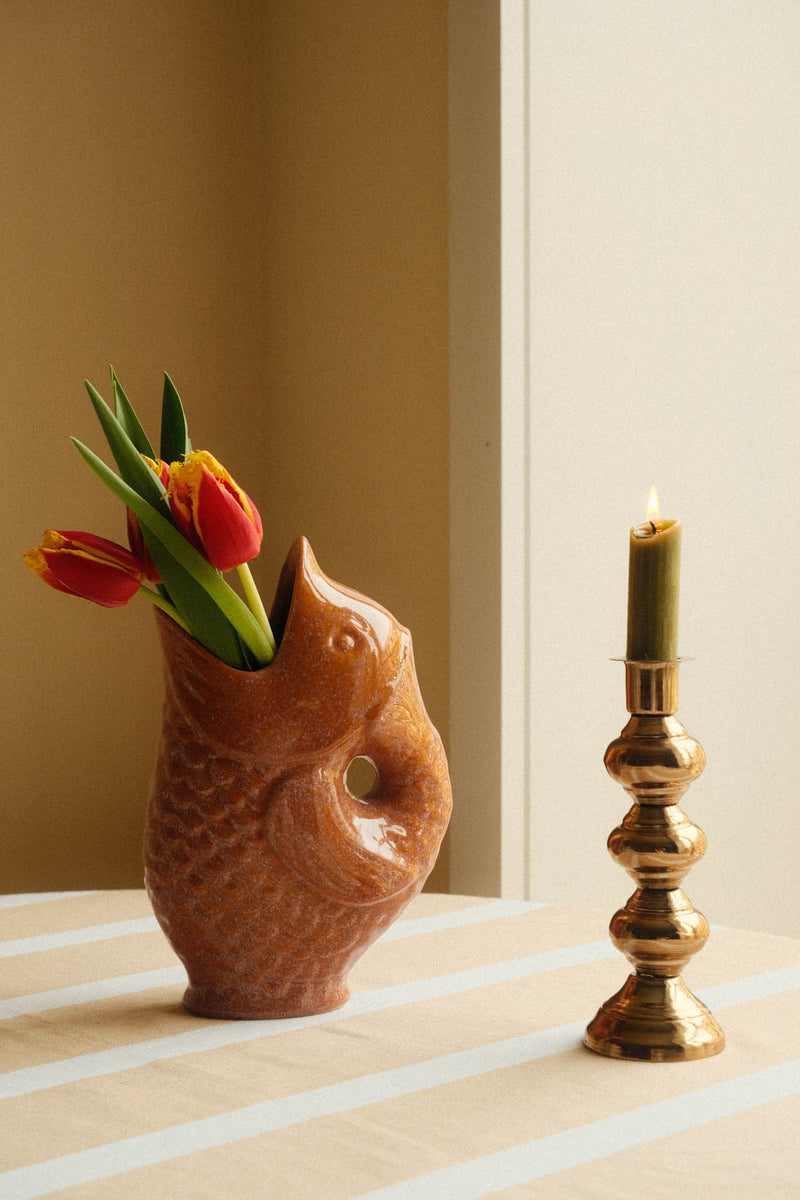 Burnt Orange Stoneware Fish Vase