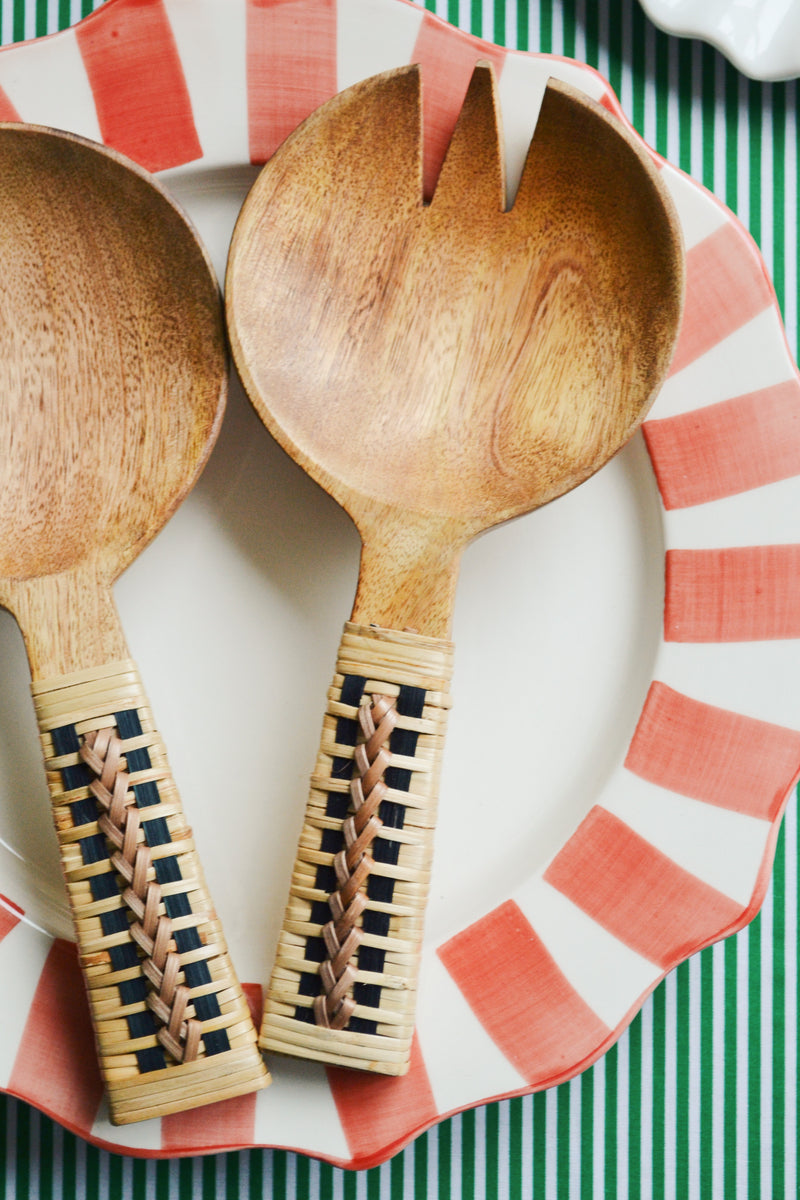 Wooden Serving Set with Cane