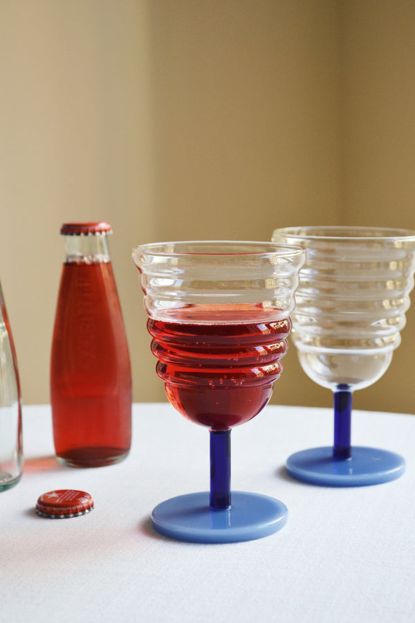 Set of two wavy goblets - blue