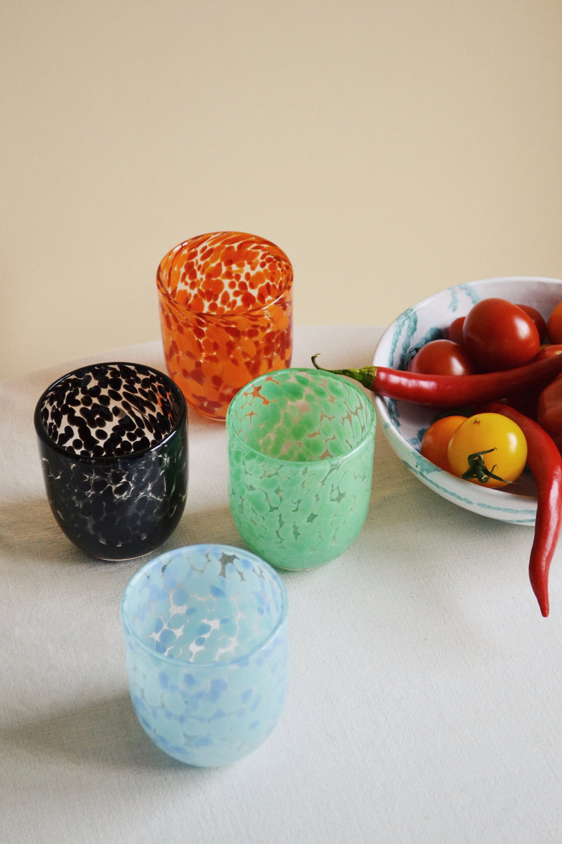 Splattered Messy Drinking Glass - Four Colours Available