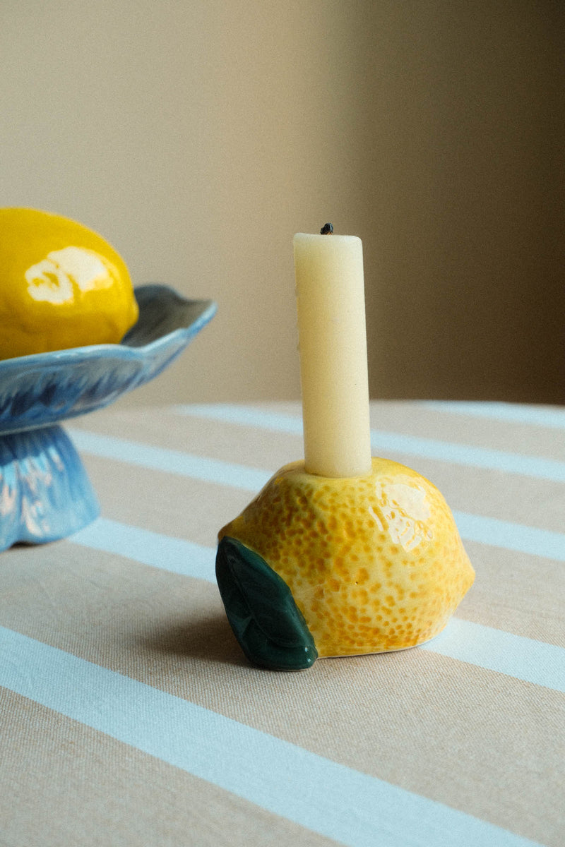 Lemon Ceramic Candlestick Holder