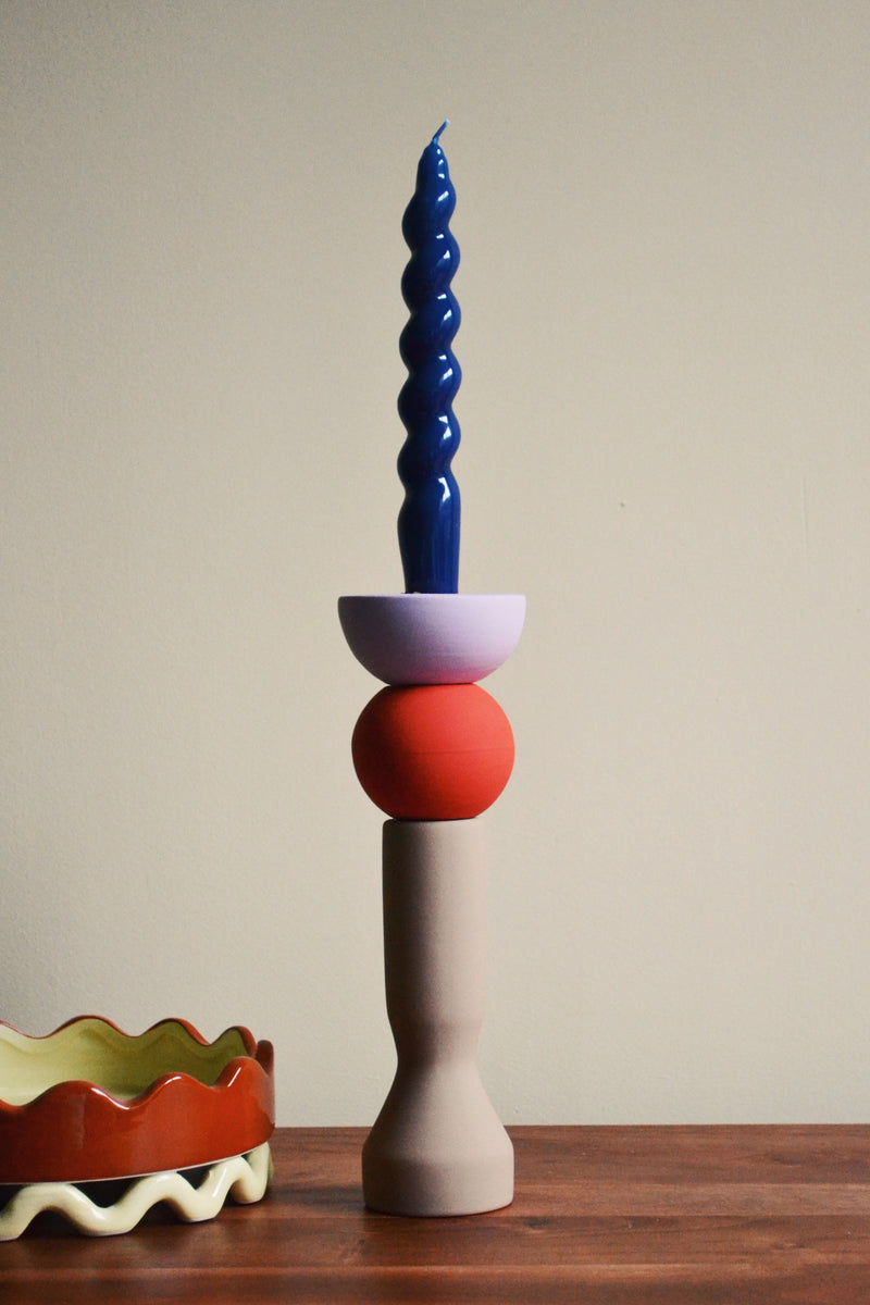 Stack Tomato Tall Candlestick Holder