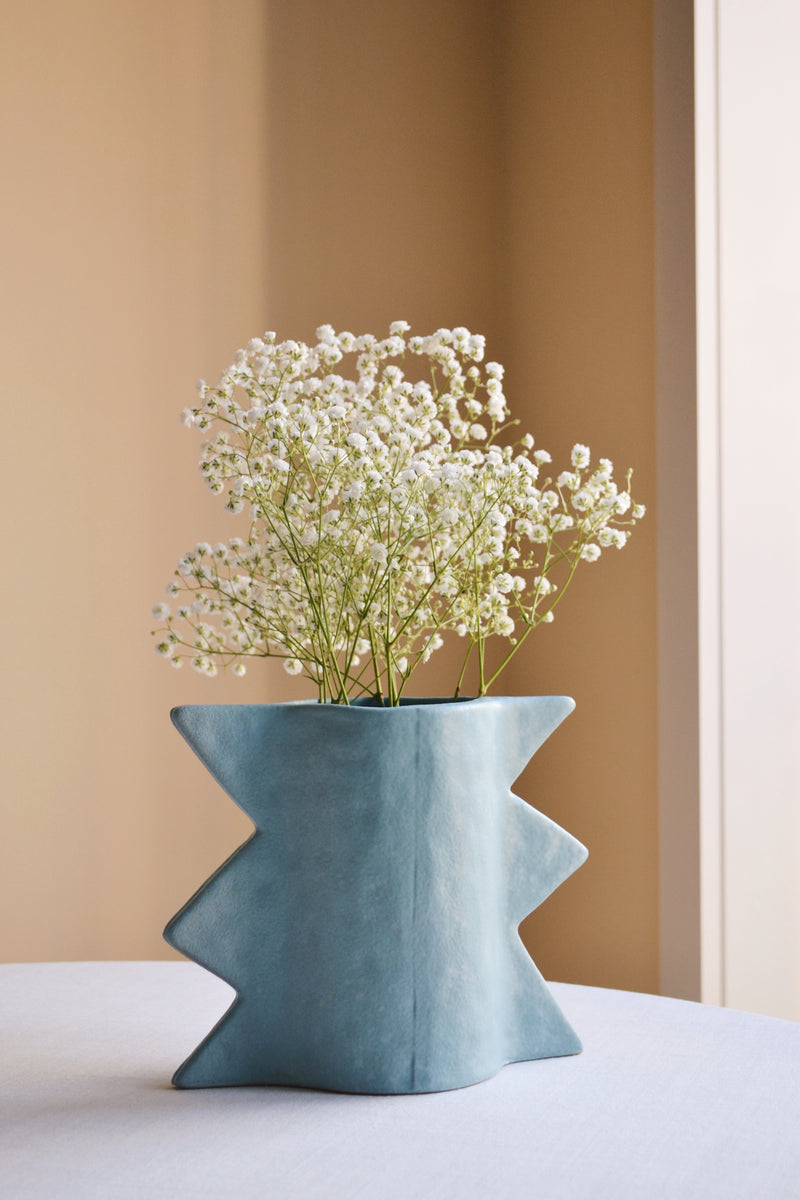 Zig Zag Blue Vase