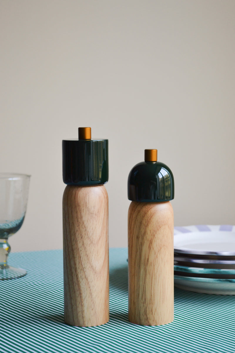 Salt and Pepper Grinder - Green and Gold - Two Sizes Available