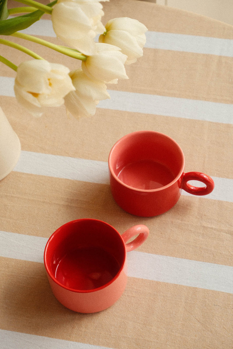 Set of Two Red Mugs